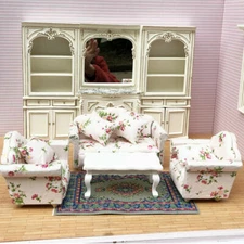 1/12 Wooden Sofa Couch Chair Chair Armchair Dollhouse Furniture Living Room