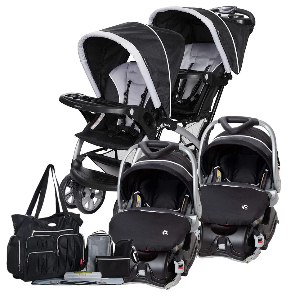 Principal 135+ imagen double stroller with car seat combo In