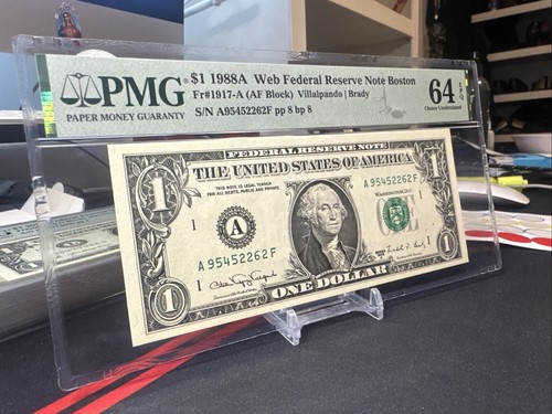 š„¹ 1$1988A WEB federal reserve note ( boston āAā) pp8 bp 8 - ( PMG 64 EPQ) - Picture 3 of 7