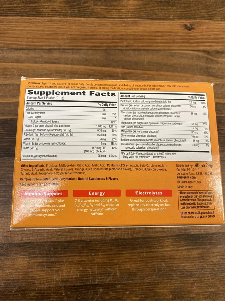 Emergen-C 1000mg Vitamin C Powder, Super Orange, 30 Packets - Image 3 of 3
