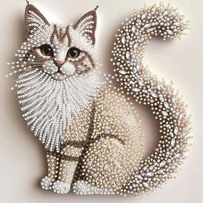 5D Cat Special Shape Diamond Art Kits for Adults Beginners, Animal
