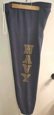 Vintage Authentic U.S Navy Sweatpants Navy Blue L Graphic Print MJ Soffe USA