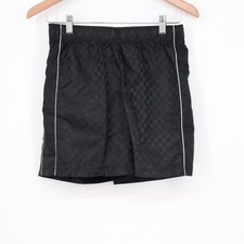 DSG Boys Woven Soccer Shorts Black Checkerboard White Piping Size L 14-16