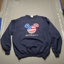 Vintage Walt Disney World Sweatshirt Adult Large Blue Embroidered Mickey Mouse