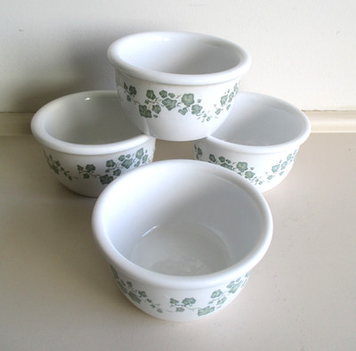 FOUR (4) Corelle Coordinates Stoneware ''Callaway Ivy'' Ramekin Custard Bowls 7 oz