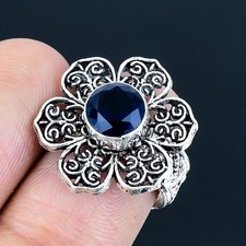 London Blue Topaz Gemstone Handmade 925 Sterling Silver Jewelry Ring Size 6.5