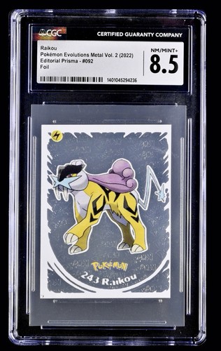 Pokémon Evolutions Metal Vol 2 Prisma Sticker Silver Foil Raikou CGC 8.5 MINT+