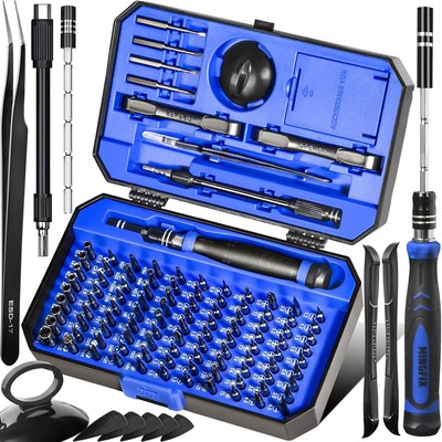 Small Precision Screwdriver Set with 103 Multi Bits, MINGFIX 115 in 1 Blue 