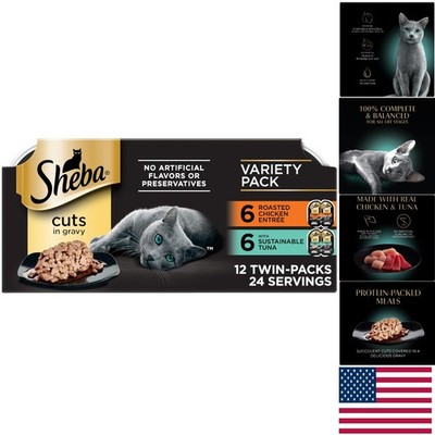Sheba Cuts in Gravy Cat Food - Sustainable Tuna & Chicken Entree, Gluten-Free