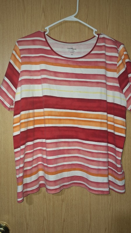 Womens Croft & Barrow Short Sleeve Shirt Size XL Bold Stripe