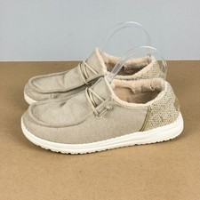 Hey Dude Wendy Funk Autumn Casual Shoes Womens 6 Beige Tan Lined Comfort