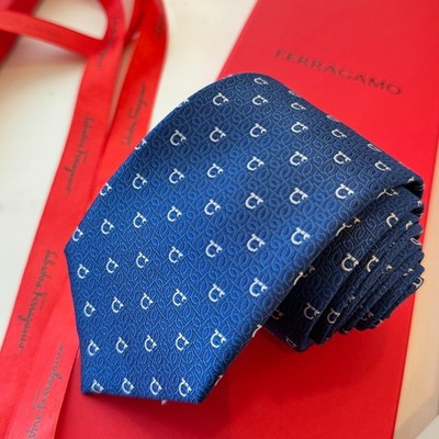 NWT Ferragamo Silk Tie Luxury Business Formal Necktie