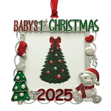 2025 Christmas Tree Ornament Photo Picture Frame 2025 "Baby's 1st Christmas"