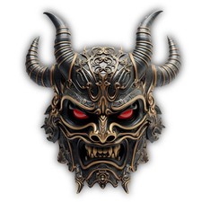 Japanese Samurai Mask Realistic Art Cut To Shape Vinyl Sticker Japanese Samurai Mask Realistic Art Cut To Shape Vinyl Sticker