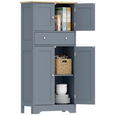 HOMCOM Modern Kitchen Cupboard with 4 Doors and Adjustable Shelf, Grey Blue