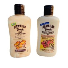 Hawaiian Tropic SPF 30 Sunscreen Travel Lot 2oz Silk Hydration + Sheer Touch