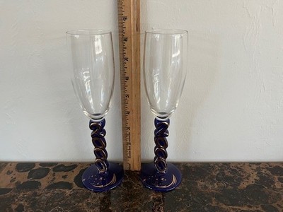 Collectible Year 2000 Champagne Flutes (2) Euroasia Products 8.5'' Tall PRISTINE
