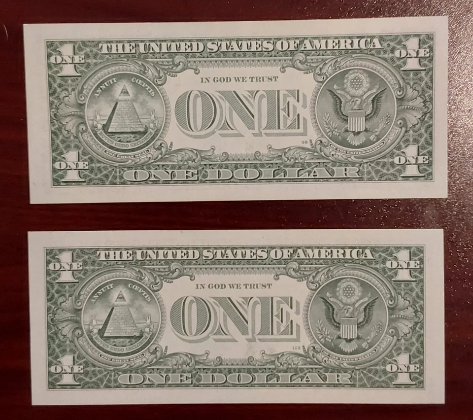 Rare Pair! US $1 Bank Notes 2003A Super Repeater Fancy Serials UNC Matching Pair - Image 4 of 4