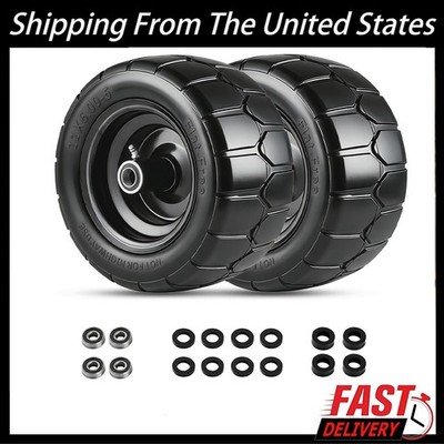 2Pack 11x6.00-5  Flat Free Lawn Mower Tire and Wheel 3/4'' or 5/8'' - Tire And Rim