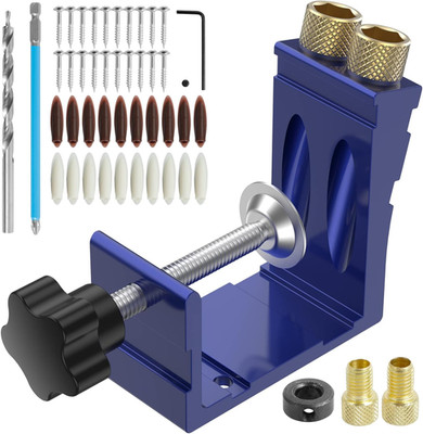 47Pcs Pocket Hole Jig Adjustable Punch Locator 15 Degree Angle Hole Drill Guide 