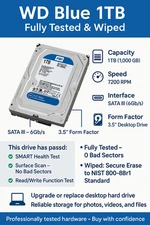 Western Digital WD Blue 1TB WD10EZEX 7200RPM 6Gb/s 3.5" SATA HDD Hard Drive