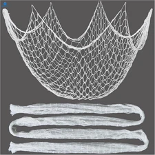 White Fish Net Decorations for Pirate Party Hawaiian 4.9 feet by 5.6 