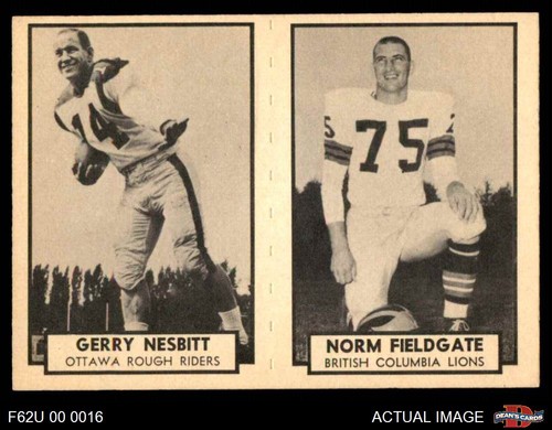 Norm Fieldgate #9 1962 Topps CFL card
