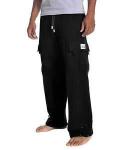 Pro Club Men's Heavyweight Fleece Cargo Pants - Black | eBay