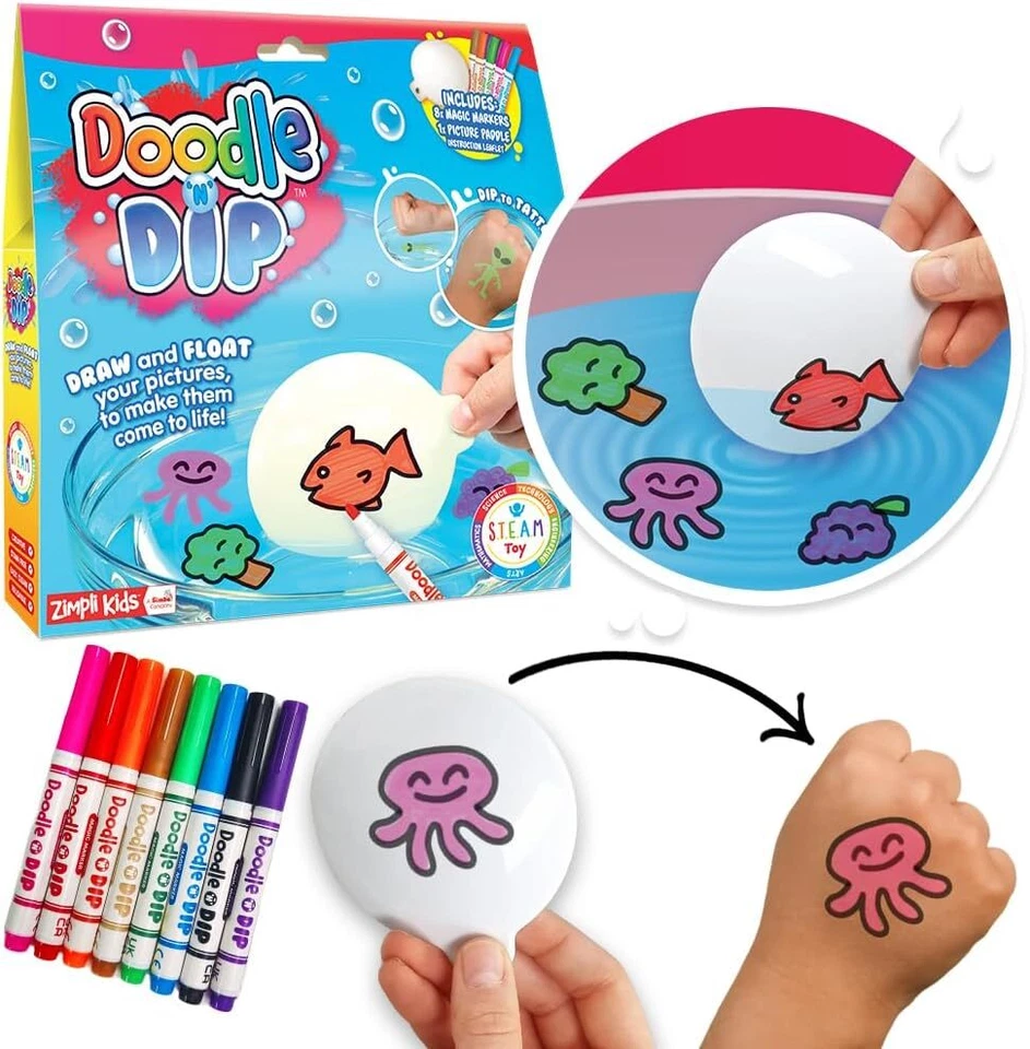 ZIMPLI KIDS Zimpli Doodle N' Dip per bambini divertimento arti e mestieri da bagno attività a vapore