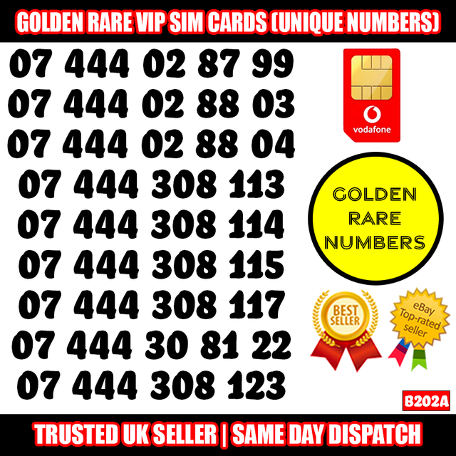 Golden Numbers VIP SIM - Easy to Remember & Memorise Numbers LOT - B202A Golden Numbers VIP SIM - Easy to Remember & Memorise Numbers LOT - B202A