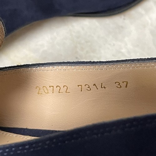 Gianvito Rossi Milano Loafer Womens 7 37 Navy Blue Suede Minimalist Slip On Flat - Picture 10 of 14