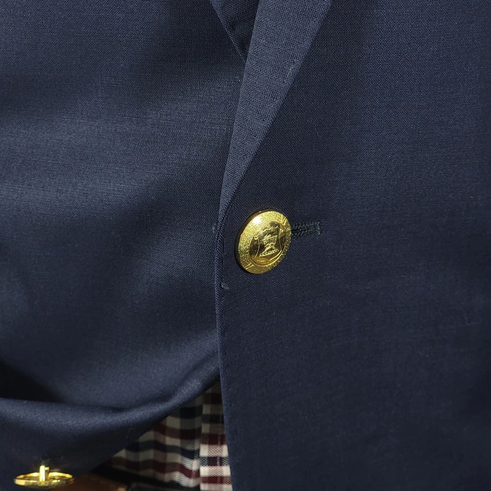 Abrigo Blazer Deportivo Para Hombre Guy Laroche Paris Dos Botones Azul Marino Mezcla Lana Talla 42L Foto 3 de 4