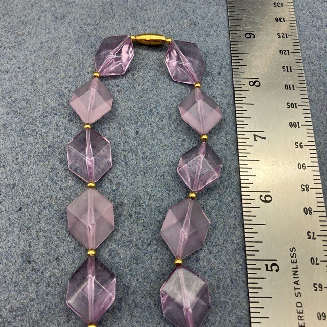 Translucent Purple Necklace Flat Cube Acrylic Gol… - image 7