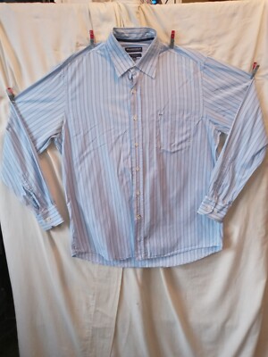 Basefield Men s Size L 41/42 Blue Striped Long Sleeve Button Down Shirt