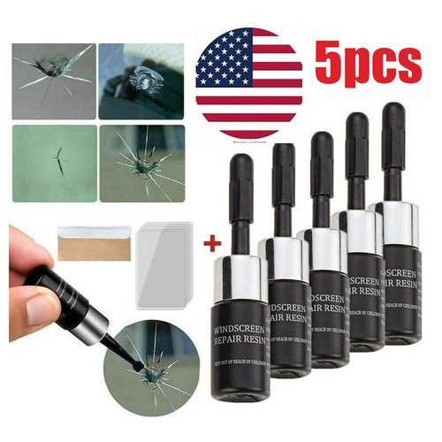 5-Pack Auto Glass Nano Repair Fluid Car Windshield Resin Crack Tool Kit Crack