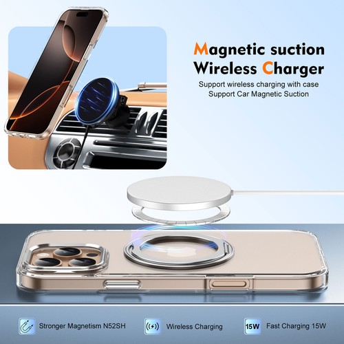 Custodia trasparente antiurto per iPhone 16 Pro Max 15 14 13 supporto anello Mag Safe Cover - Foto 74 di 82