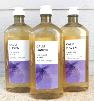 3 Calm Haven LAVENDER & IRIS Body Wash Foam Bath Shower Gel 10oz SET/LOT of 3