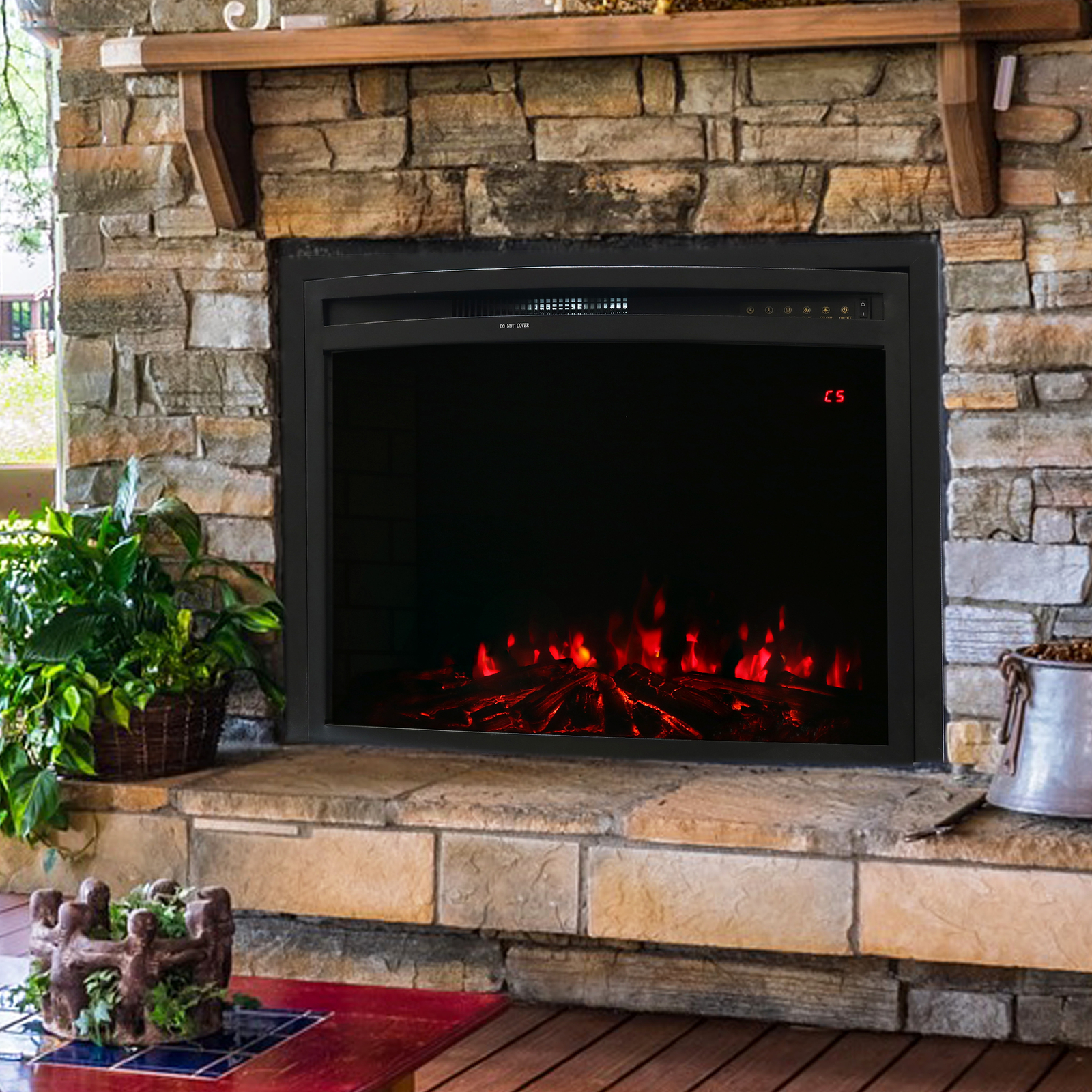 28 in Cozy Warmth Indoor Electric Fireplace Insert - Black by Sunnydaze - Picture 2 of 10