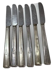 Wm Rogers Stainless Mfg Co 1865 Silver Handle Flatware Grille Knives Set Of 6