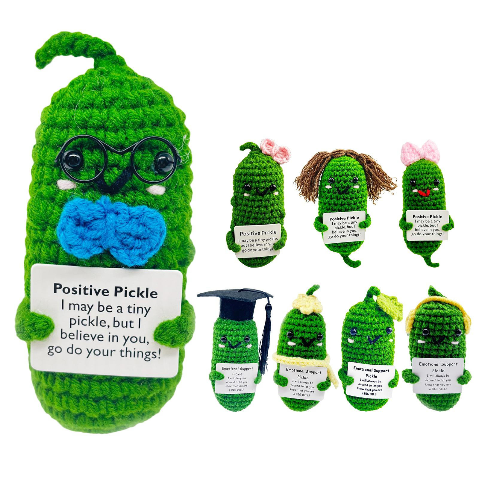 Mini-Geschenke für emotionale Unterstützung, eingelegte Gurken, gehäkelt, emo