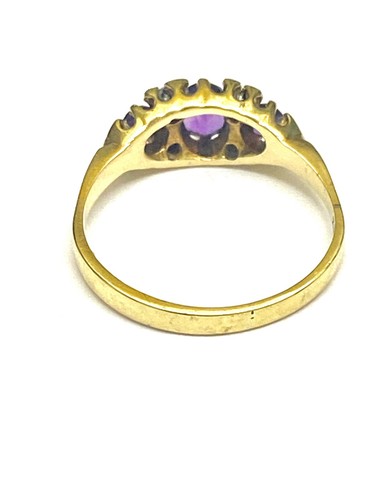 18ct Gold Amethyst & Diamond Dress Ring - Picture 5 of 5