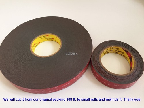3M 1" x 16 ft VHB Double Sided Foam Adhesive Tape 5952 Automotive Mounting US - Picture 3 of 4