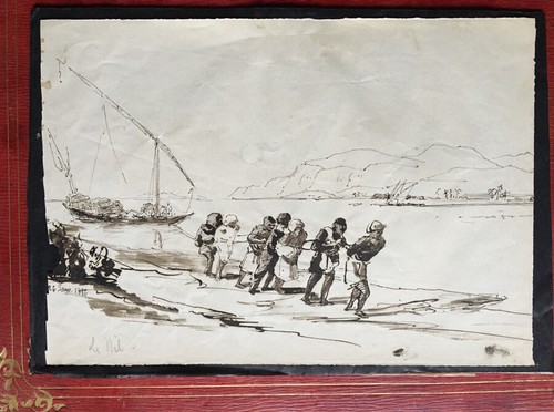 Haleurs sur le Nil — dessin plume & encre de chine — daté en bas à gauche — 1886 - Picture 2 of 4