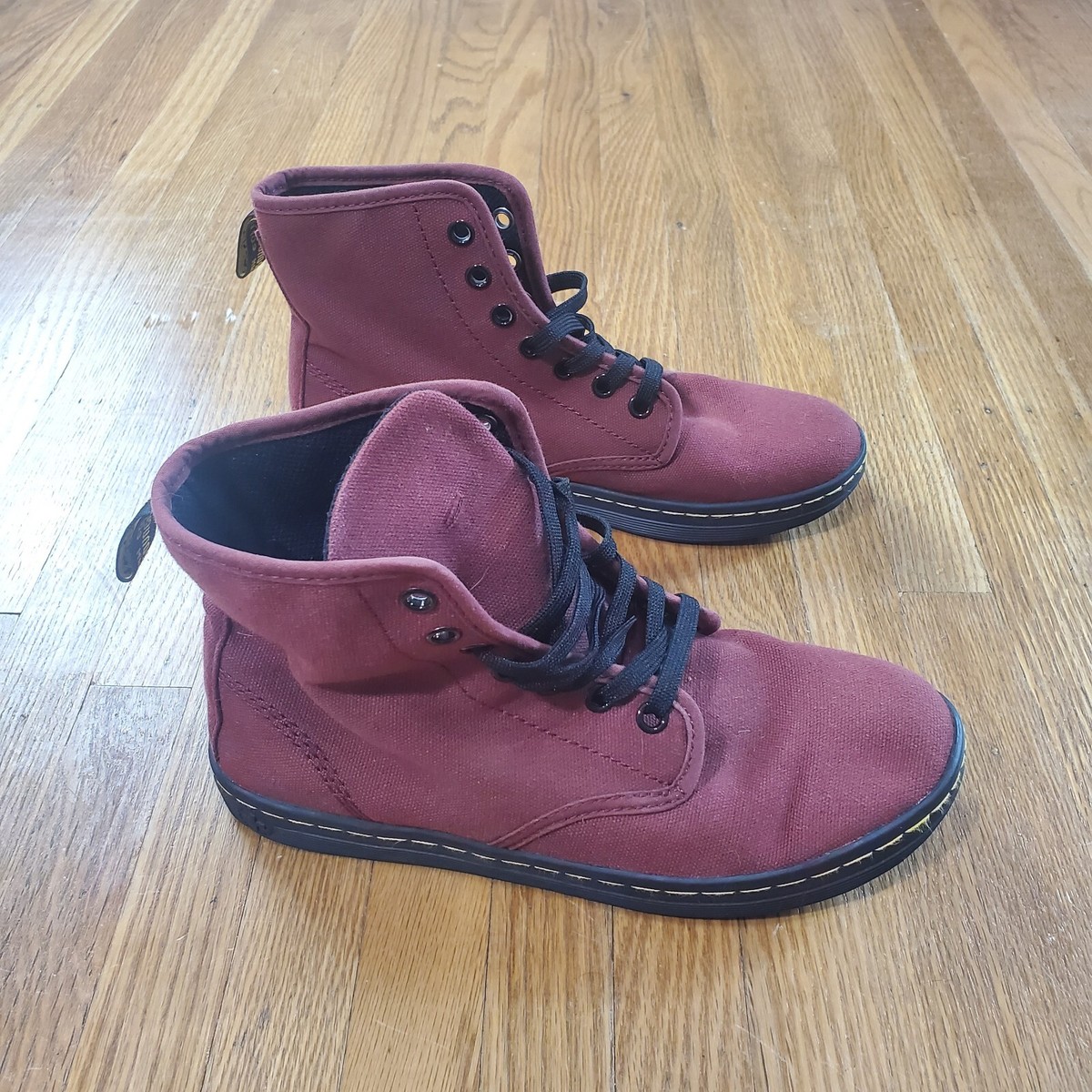 Dr Martens Shoreditch Canvas Boots Womens Sz 6 Red Lace Up