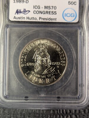 1989-D CONGRESS 50c ICG MS 70 Half Dollar - Greysheet Retail VALUE