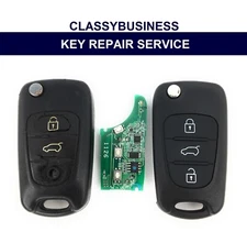 Kia Hyundai 3 Button Flip Remote Key Fob Repair Case Battery Replacement Service