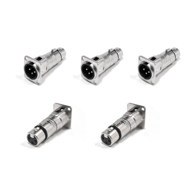 5 Pack XLR Male To XLR Female Pass Thru Connector Adapter For D Panel Mounting