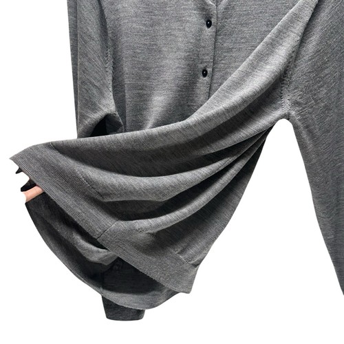 Muji Cardigan Womens Extra Large Grey 100% Wool Washable Japan Minimalist Casual - Picture 5 of 12