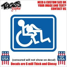 Handicap Blowjob Funny Printed & Laminated Window Decal Sticker Car Truck SUV