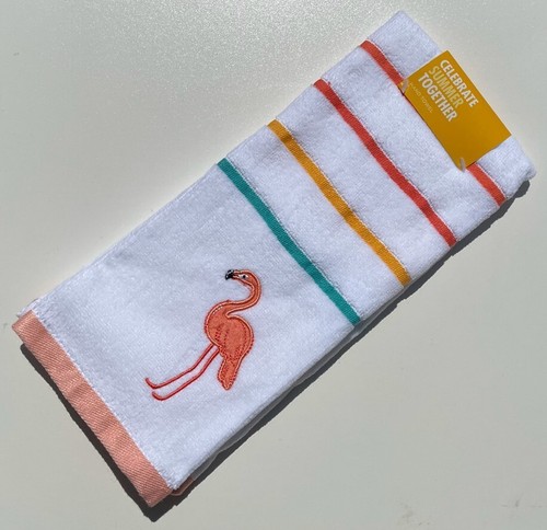 Celebrate Summer Together Flamingo Hand Towel 100% Soft Cotton Terry Towel - Picture 2 of 13